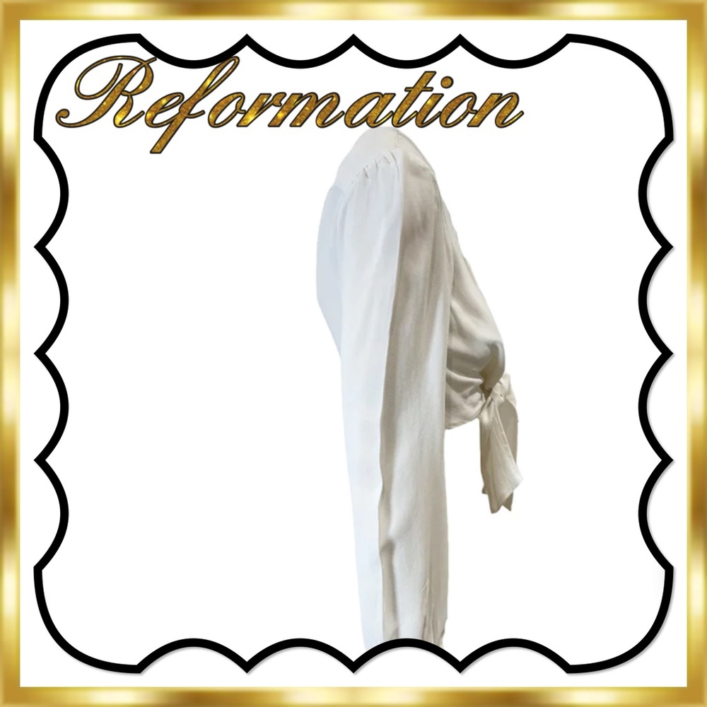 Reformation Open Front Tie Front Viscose V-Neck C… - image 6